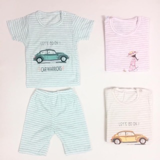 Bộ cotton kẻ ngang