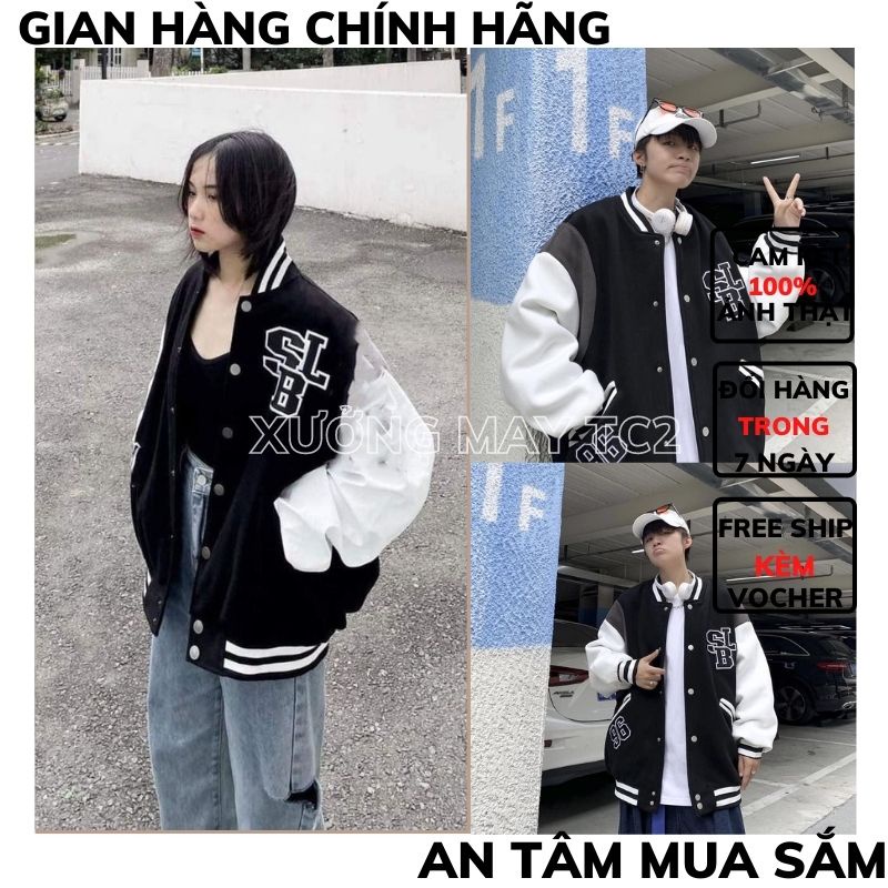 Áo bomber jacket ❤️Áo khoác dù form rộng in chữ SLB style Unisex cho nam nữ ,ulzzang hàn quốc XƯỞNG MAY TC2