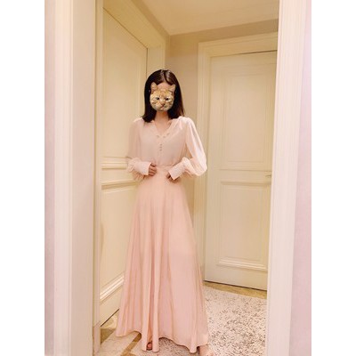 Set áo + váy IU  Hotel Del Luna siêu hot hit màu hồng nude dáng dài  - A49