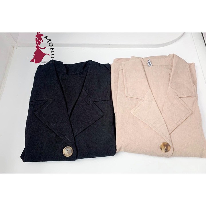Set bộ áo vest quần short đũi ống rộng hai màu đen be siêu mát - Mono Boutique
