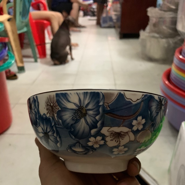 TÔ BẦU SỨ HỌA TIẾT BÔNG XANH CAO CẤP ( 6 inh )