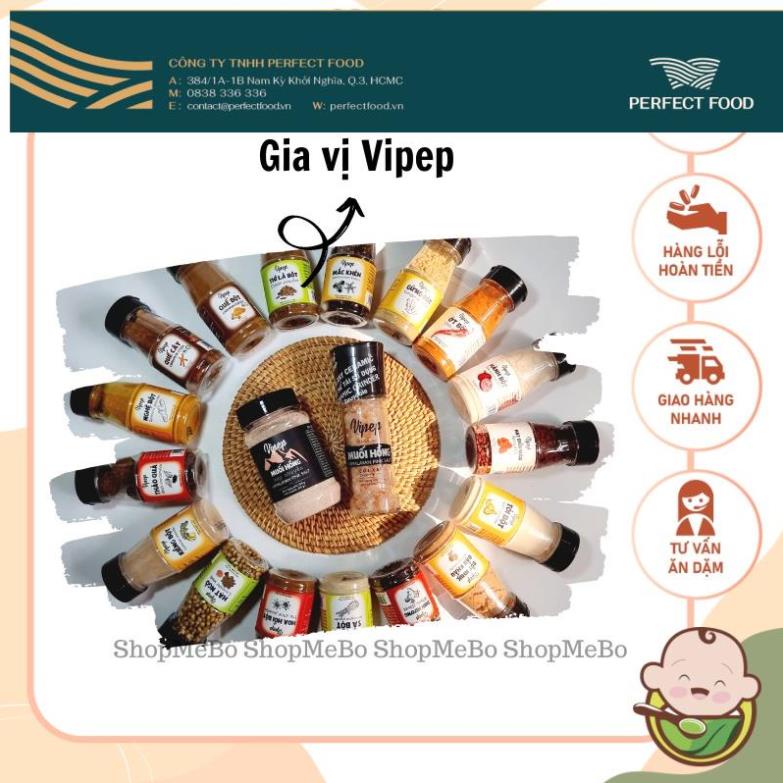 Gia vị nấu ăn tổng hợp tự nhiên/ hữu cơ Vipep (bột hành, bột tỏi, bột quê, hạt điều màu, bột gừng,....)