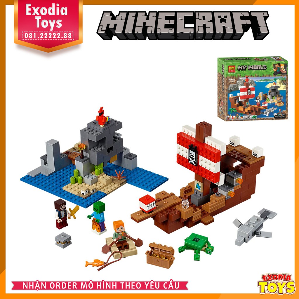 Xếp hình MineCraft : Tàu cướp biển thám hiểm - Đồ Chơi Lắp Ghép Sáng Tạo - BELA 11170 Lego Ideas 21152