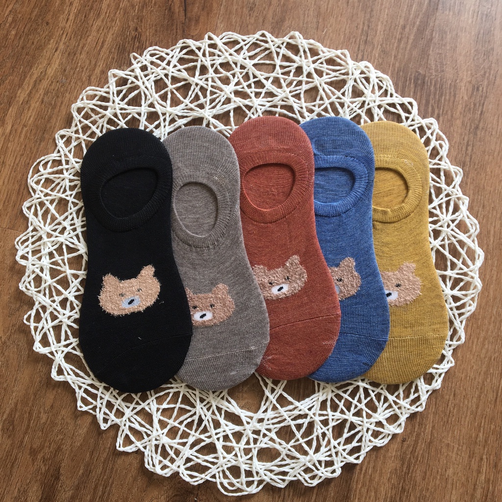 Set 5 Đôi Tất Hài Gấu Nhiều Màu Phong Cách Hàn Quốc