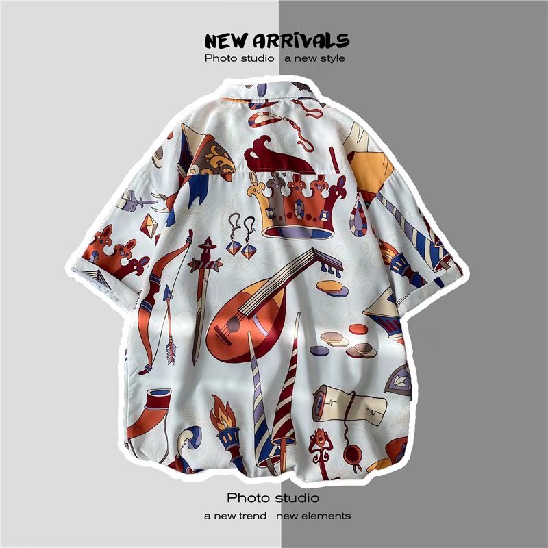 Áo sơ mi nam tay ngắn dáng rộng phong cách Hàn Quốc thời trang size M-3XL