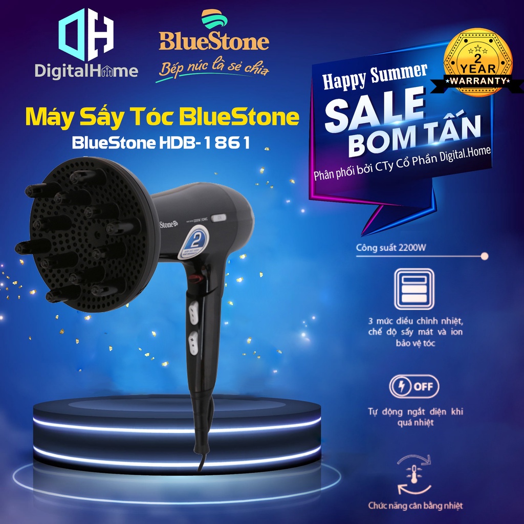 MÁY SẤY TÓC BLUESTONE HDB 1861, Công Suất 2200W, Bảo Hành Chính Hãng 2 Năm