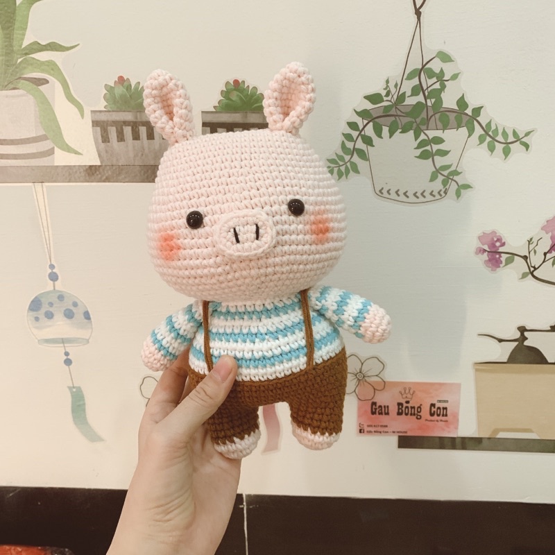 Heo chân ngắn bằng len  - quà tặng handmade - gấu bông an toàn cho bé