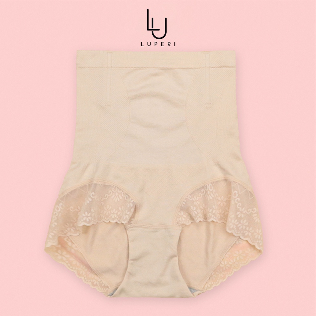 Quần Gel Bụng Định Hình Có Thanh Chống cuộn cạp Luperi nịt bụng eo thon phối ren viền chống lằn mông LGEL1010