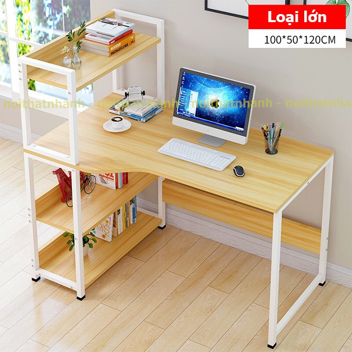 Bàn làm việc kèm giá sách, đã định vị các lỗ lắp ráp nên tháo lắp rất dễ dàng (tặng gương soi gỗ để bàn ) | BigBuy360 - bigbuy360.vn