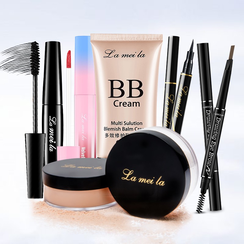 Bộ trang điểm đầy đủ LAMEILA 6 món， Kem BB, Phấn phủ,  Mascara, Chì kẻ mày, Kẻ mắt, Son kem，LML-T6