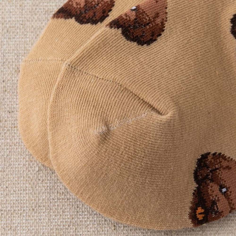 Vớ cotton cổ trung in hình chú chó hoạt hình phong cách Hàn Quốc cổ điển thoáng khí