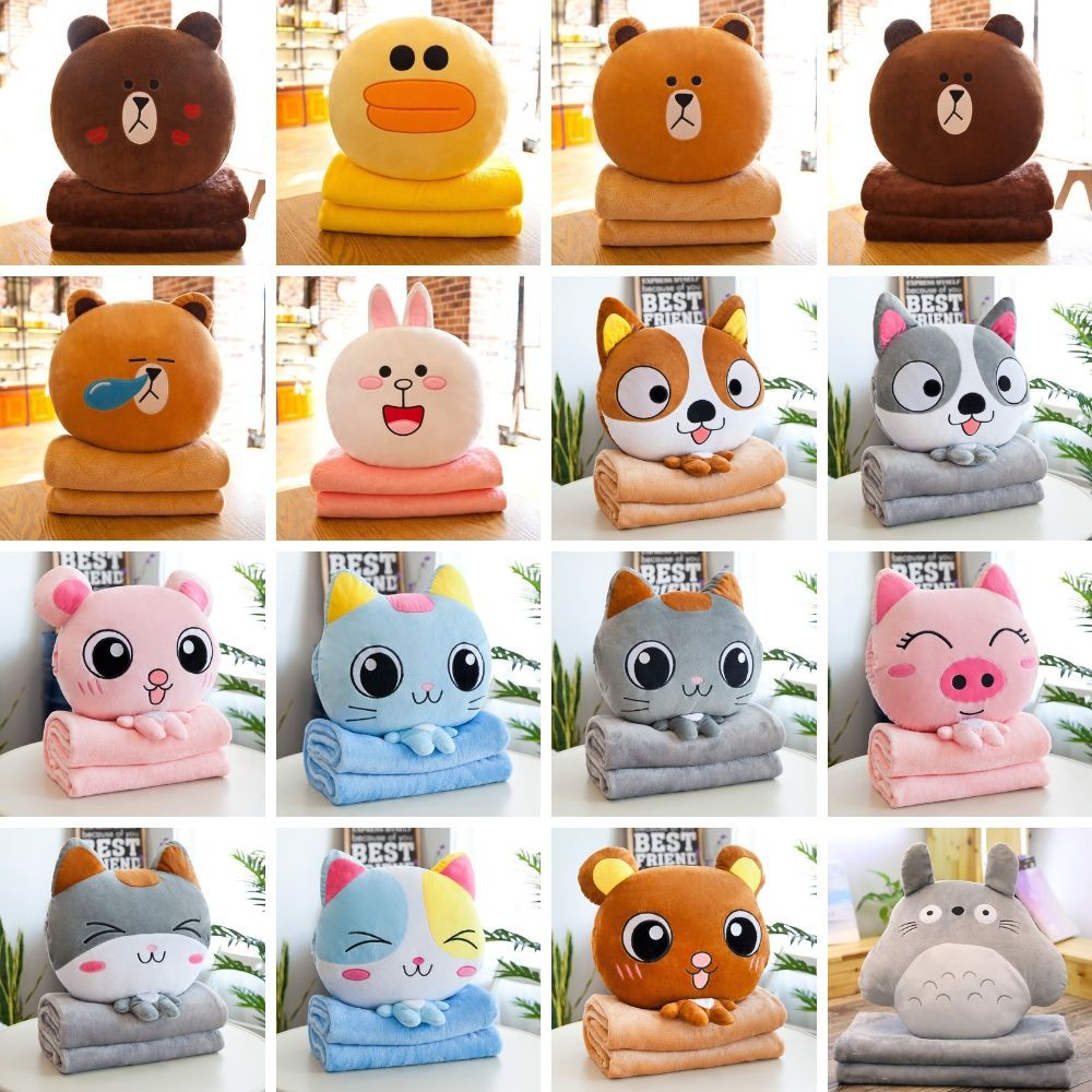 Gấu Bông Gối Kèm Mền Chibi Cute