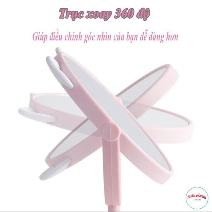 Gương Tai Mèo, Gương Trang Điêm Mini Để Bàn Xoay 360 Độ