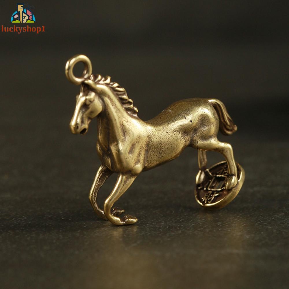 Mini Vintage Brass Portable Horse Pendant Home Office Decor Ornament 100% brand new and high quality