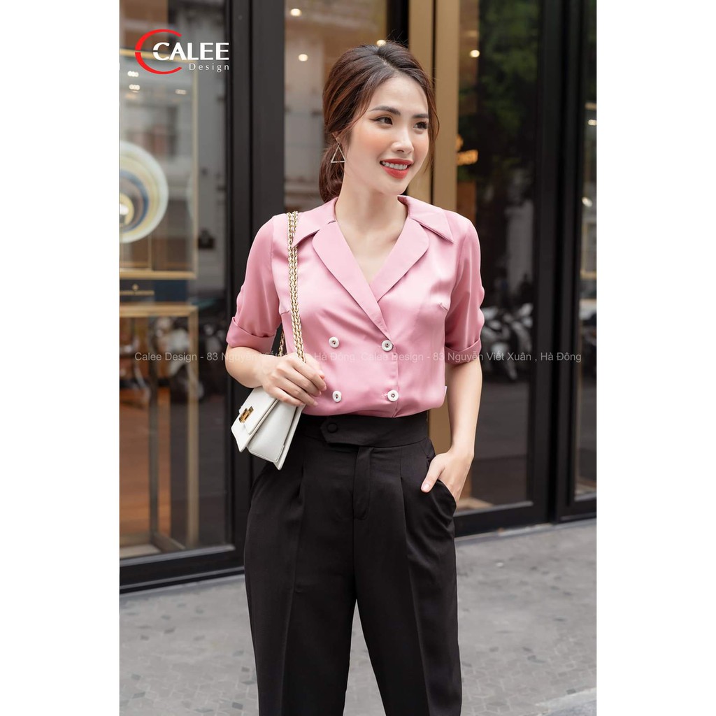Quần Baggy Nữ Dáng Dài Cúc Bọc Vải Công Sở Cao Cấp