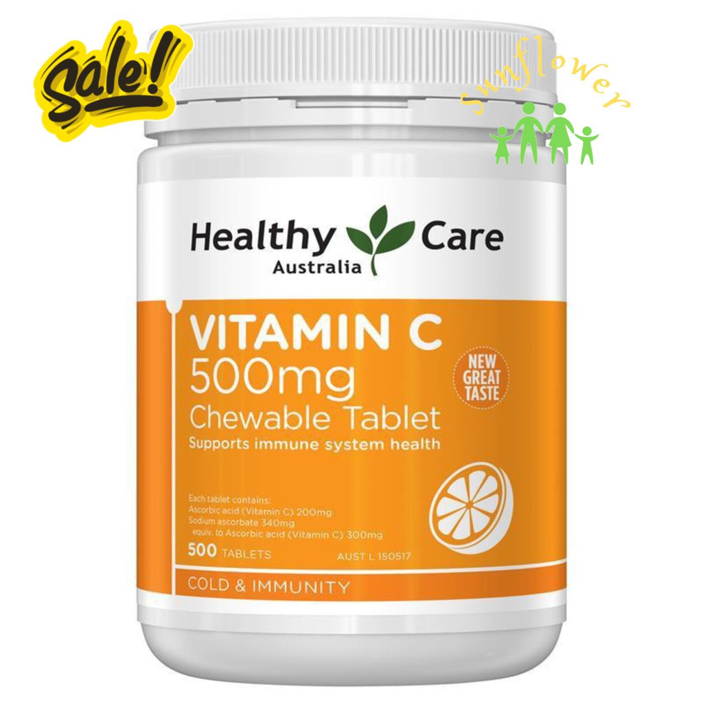 Viên ngậm Healthy Care Vitamin C 500mg 500 viên - Xuất xứ Úc