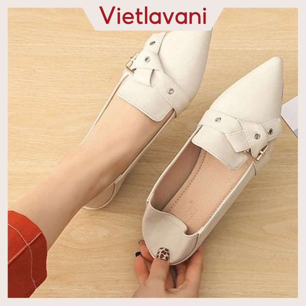 Giày búp bê thời trang thanh lịch bít mũi phối nơ xinh xắn B13