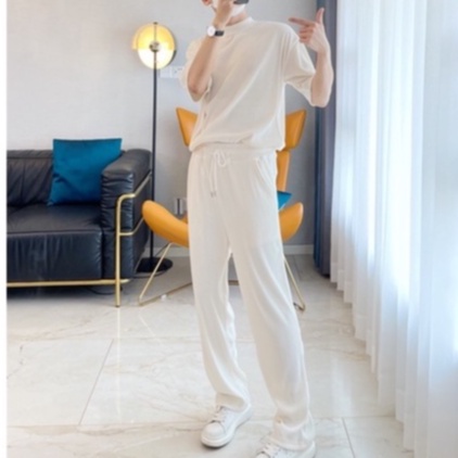 Bộ Quần Áo Thun Thể Thao Nam Basic Vải Cotton Co Giãn Dệt Kim Độc Lạ Thấm Hút Mồ Hôi