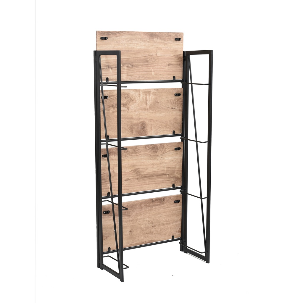 HomeBase FURDINI Kệ để đồ bằng MDF khung thép có thể gập lại BACKER W60xH125xD30cm màu gỗ sồi