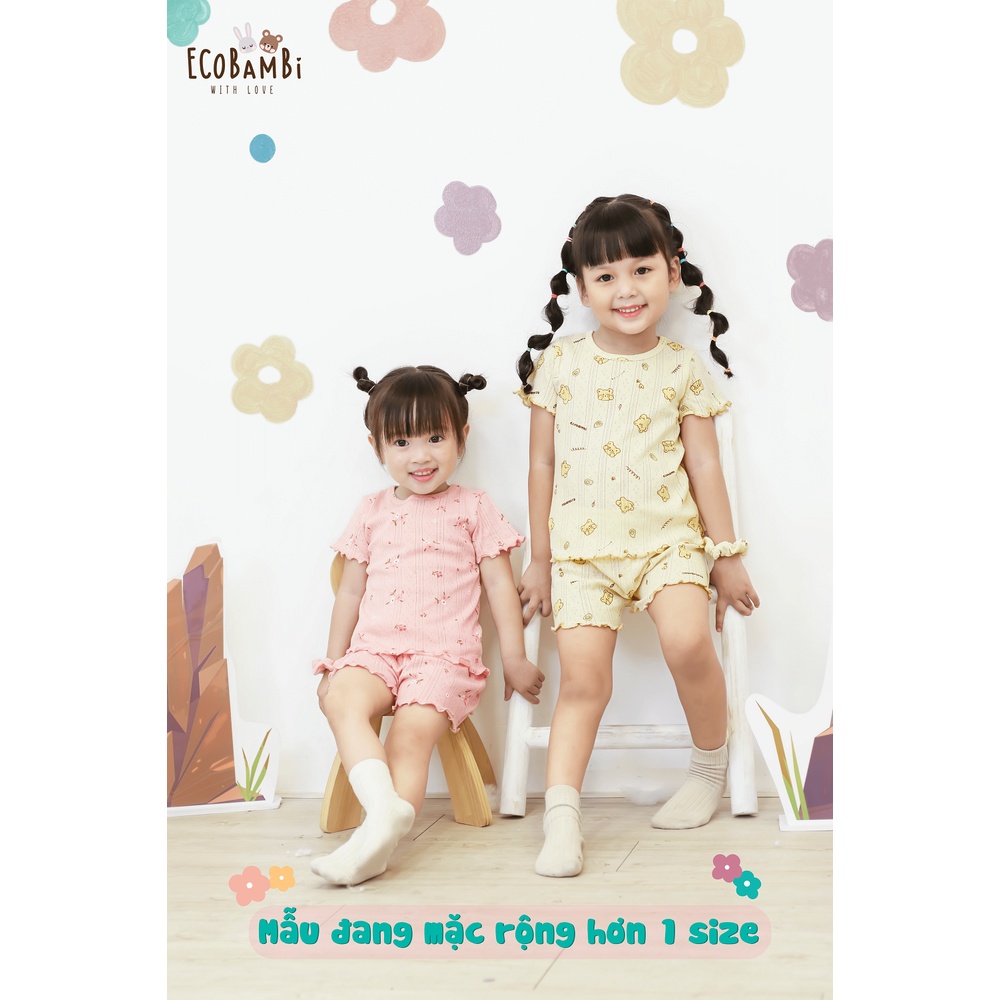 Bộ thun cotton TAY NGẮN phong cách Hàn Quốc bé gái EcobambiWithLove