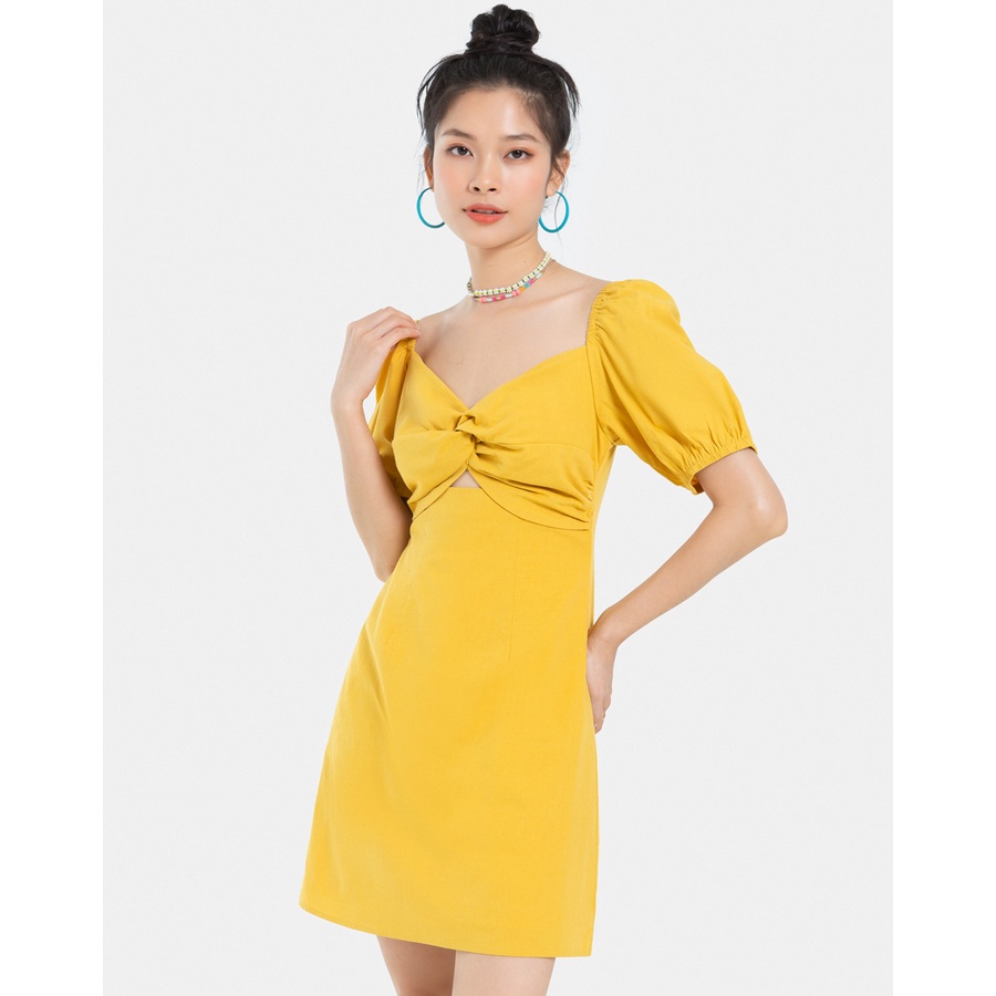 Đầm Mini JUNO Dáng A Xoắn Ngực Cut Out JNDNG008