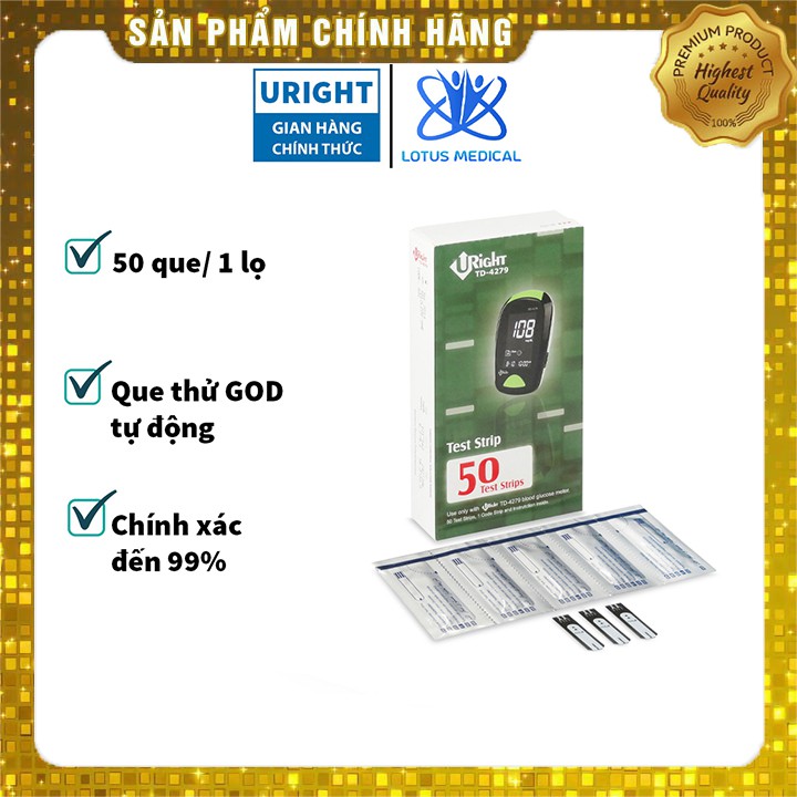 Hộp 25 Que thử đường huyết URIGHT TD 4279 - Que thử tiểu đường URIGHT TD 4279