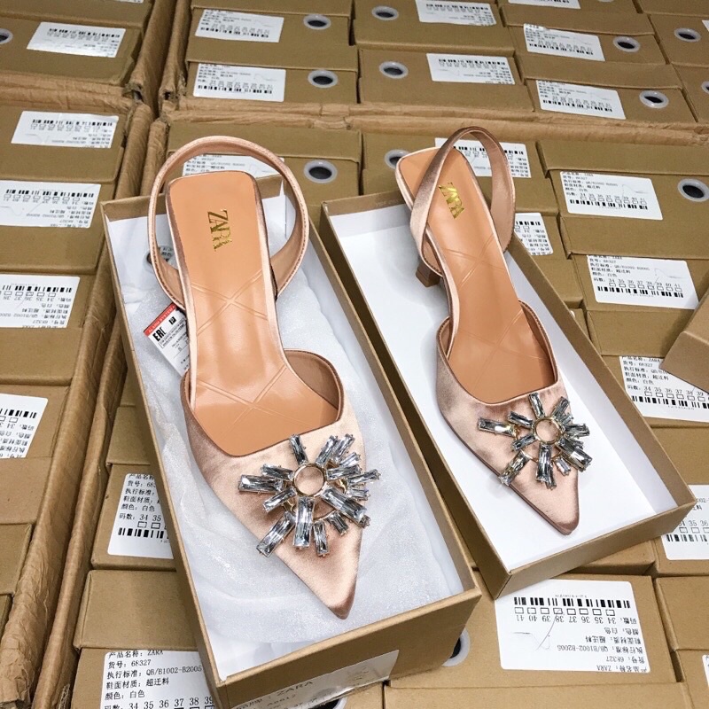 Sandal ZR lụa mặt đá hai tầng[Hàng sẵn-nên lùi 1 size]