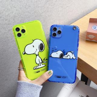 Ốp Điện Thoại Jelly Mềm Màu Xanh Lá Huỳnh Quang Hình Chú Chó Snoopy Cho iPhone iXs i11 pro MAX i7 i8 se2