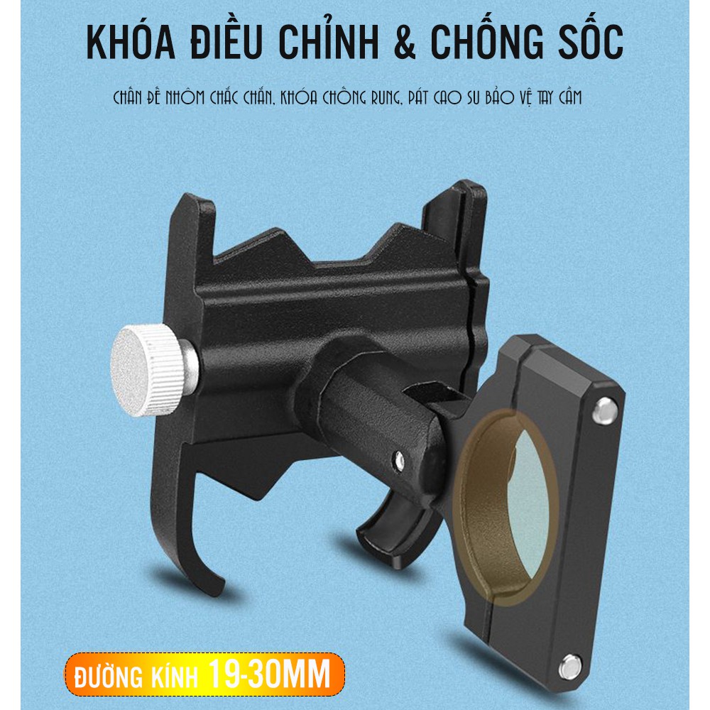 Giá Kẹp Đỡ Điện Thoại Cho Xe Đạp Địa Hình Leo Núi, Xe Đạp Thể Thao Hợp Kim Nhôm Cao Cấp Chống Rung, Chống Cướp Giật