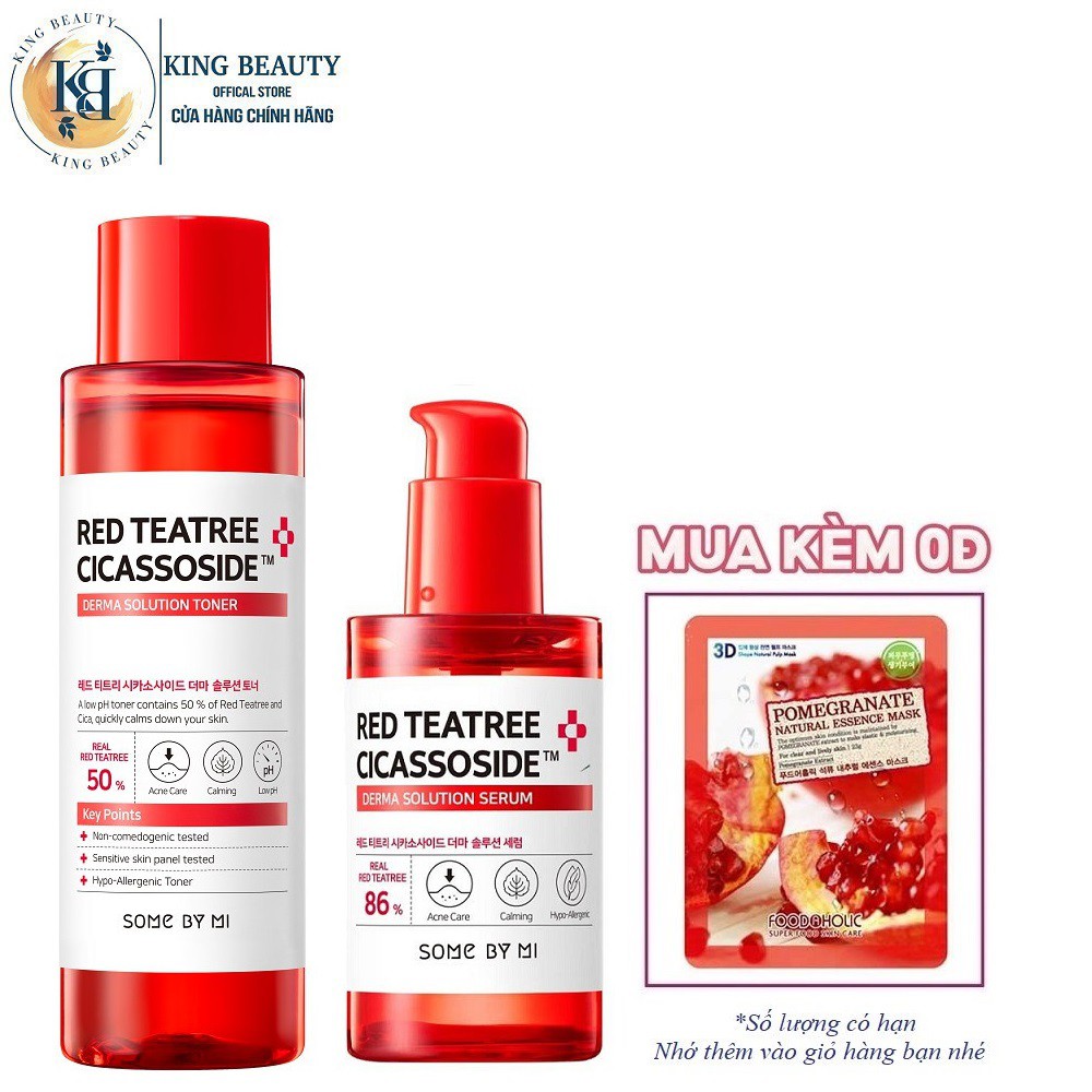 Combo Giảm Mụn,Làm Dịu Da Chiết Xuất Tràm Trà Đỏ Some By Mi Red Teatree Cicassoside Final Solution (Toner 150ml+SR 50ml)