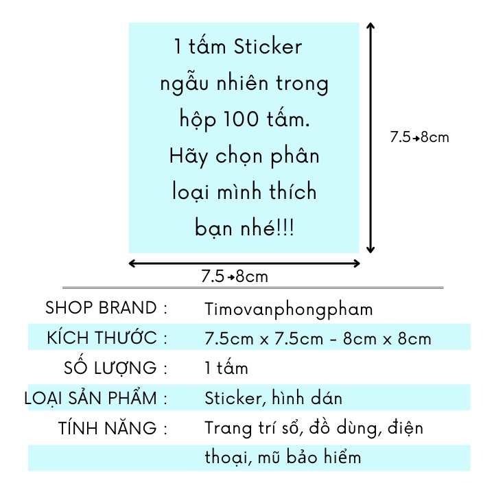 Sticker 1k cute giá rẻ trang trí dán laptop điện thoại kiểu cổ trang trong hộp 100 tấm có axtra freeship TIMO ST1