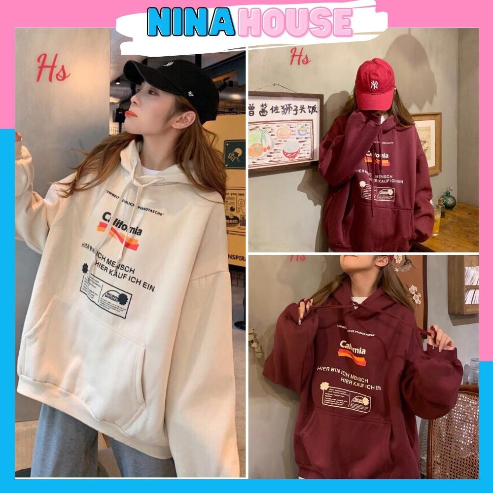 Áo Hoodie Califo Phong Cách Ulzang Hàn Quốc Dáng Rộng Chất Nỉ Ngoại NH747 - Nina House