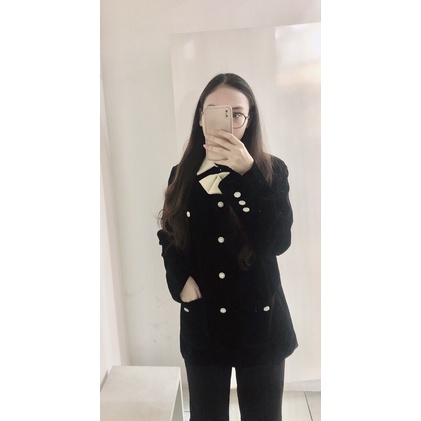 Áo dạ nhung kèm nơ freesize