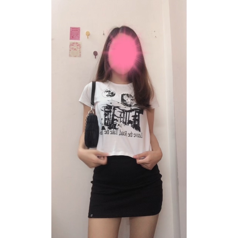 Áo Thun Dáng Lửng, Baby Tee In Hình Thun Cotton 4 Chiều SUGAR SPICE - Trip Taker Baby Tee