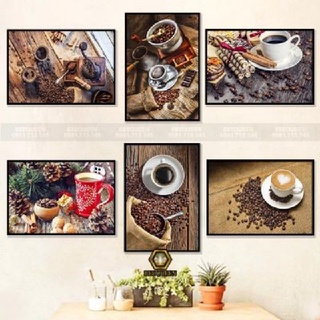 Tranh treo tường 6 tấm trang trí quán cà phê cf01 thd295