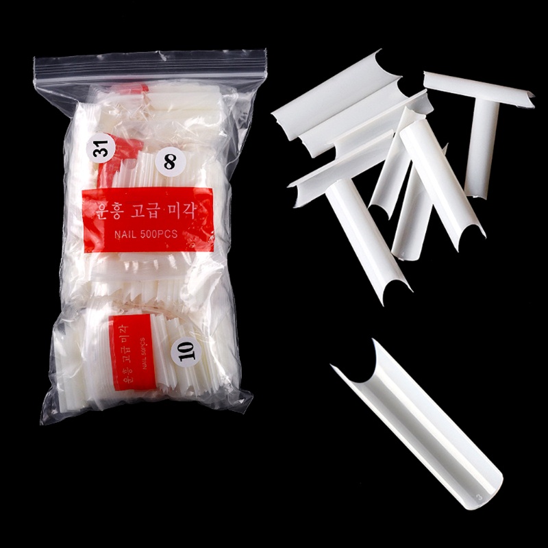 Set 500 Móng Tay Giả Trong Suốt Bằng Nhựa ABS Linh Hoạt