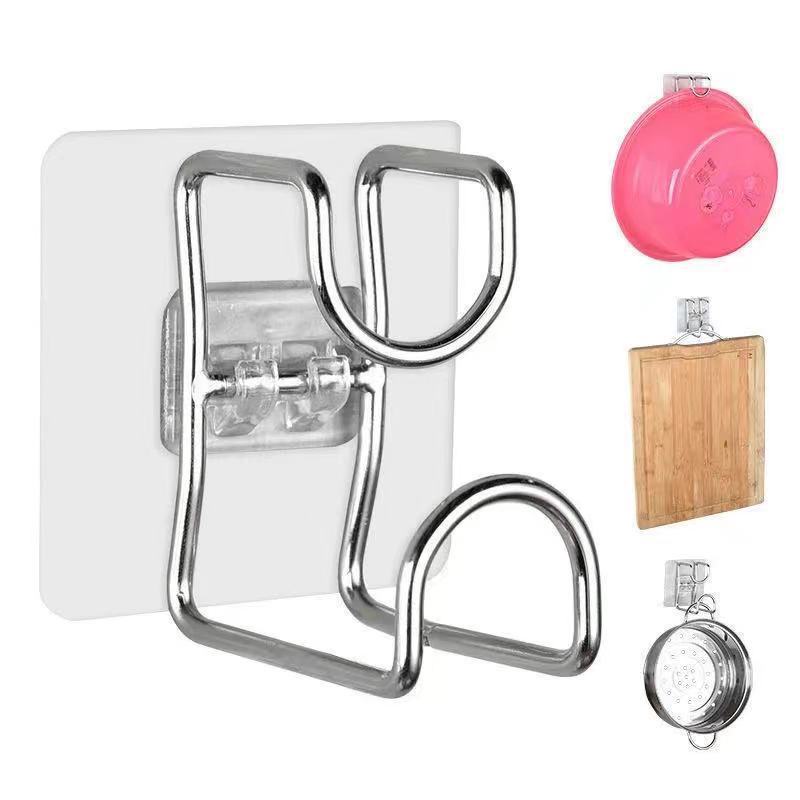 Móc treo đôi inox dán tường nút nhựa