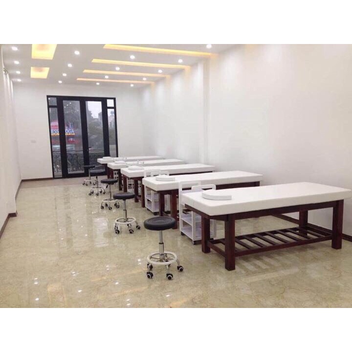 Giường spa chân gỗ bền đẹp giường gỗ spa massage body chân gỗ tự nhiên