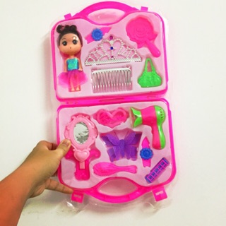 [Chỉ còn màu cam] Bộ đồ chơi VALI TRANG ĐIỂM kèm búp bê CHIBI dành tặng cho bé 