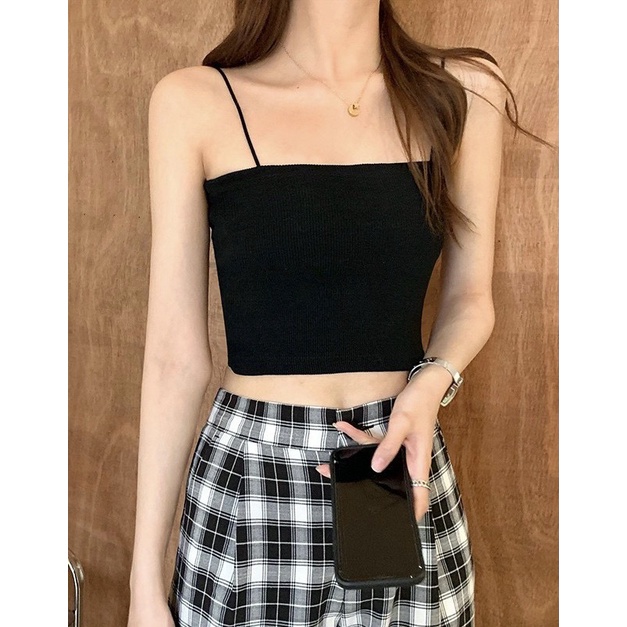 Áo Hai Dây Tăm, Áo Thun 2 dây Croptop Sexy sợi bún body dáng ôm nữ SIÊU HOT 2day23