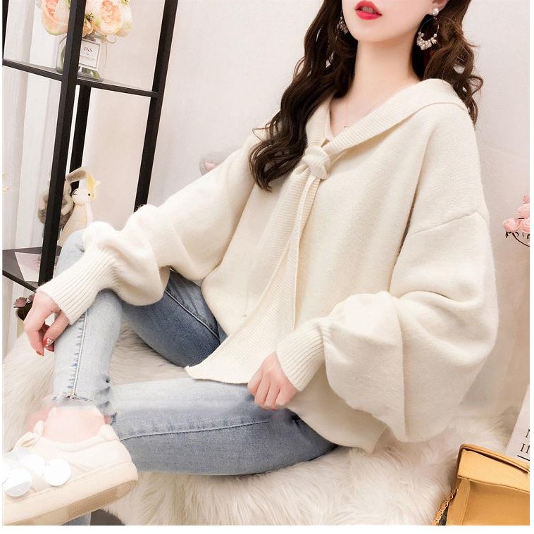 Áo Sweater Dáng Rộng Phối Ren Thời Trang Mùa Thu Hàn Quốc Dành Cho Nữ