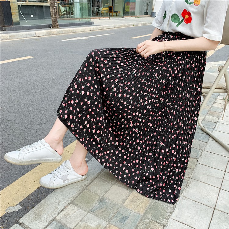 Chân váy hoa vintage dáng dài hàng loại 1 nhiều màu 2 lớp hàng Quảng Châu -Jena Fashion