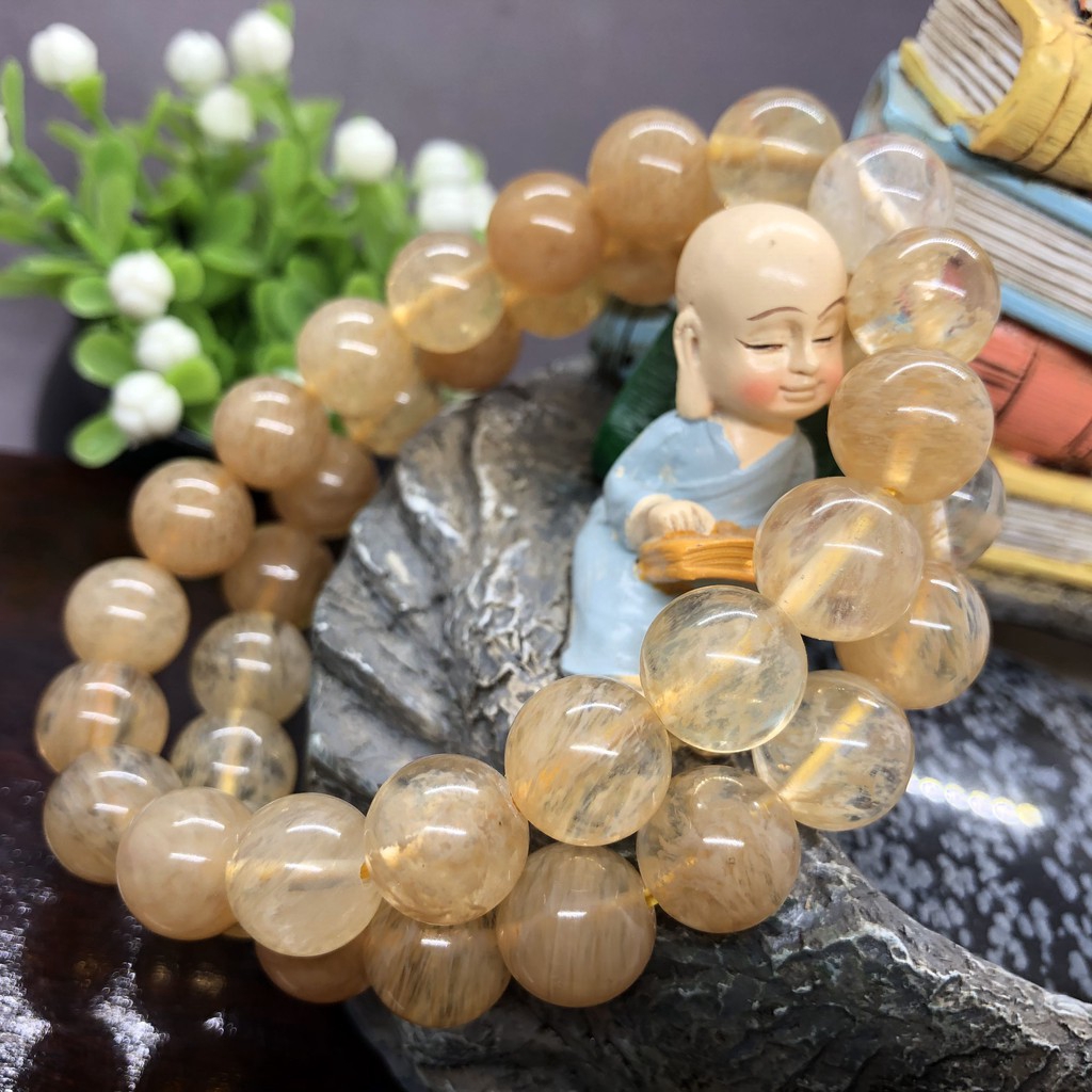 Vòng Đeo Tay Hạt Thạch Anh Thủy Tinh Khói Tự Nhiên Cho Món Quà Nữ 6/8/10 /12mm 308e