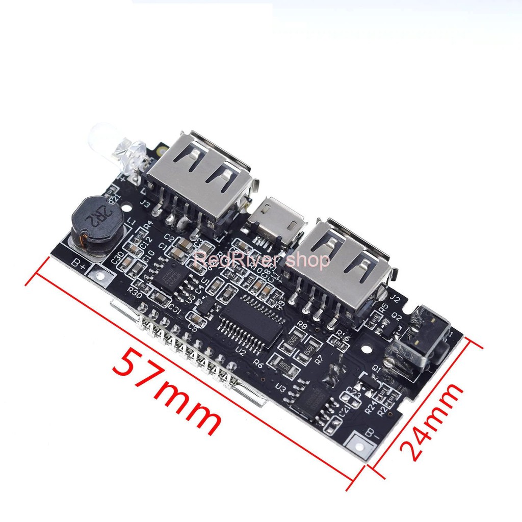 Mạch Sạc Pin Dự Phòng 2 CỔNG USB 5V1A, 5V2.1A Tích Hợp LCD - 1D3