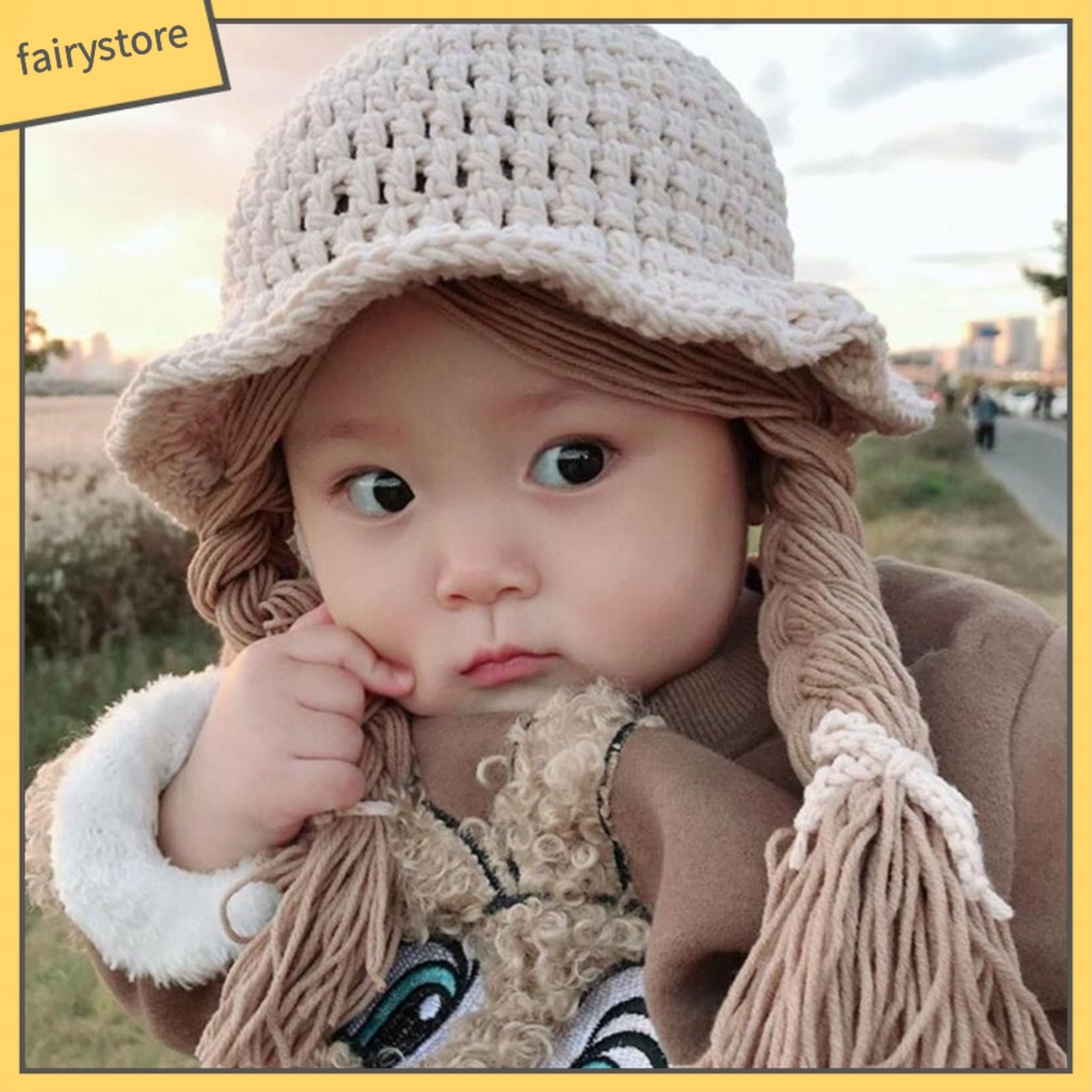Mũ Dệt Kim Phối Tóc Giả Cho Bé Gái