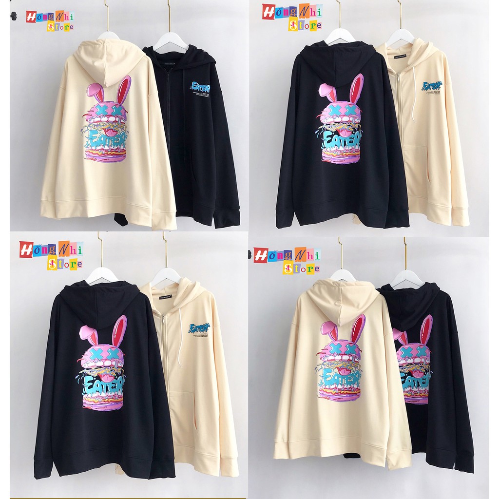 Áo Khoác Hoodie Zip In Hình EATER Oversize Ulzzang Unisex Dáng Rộng - MM