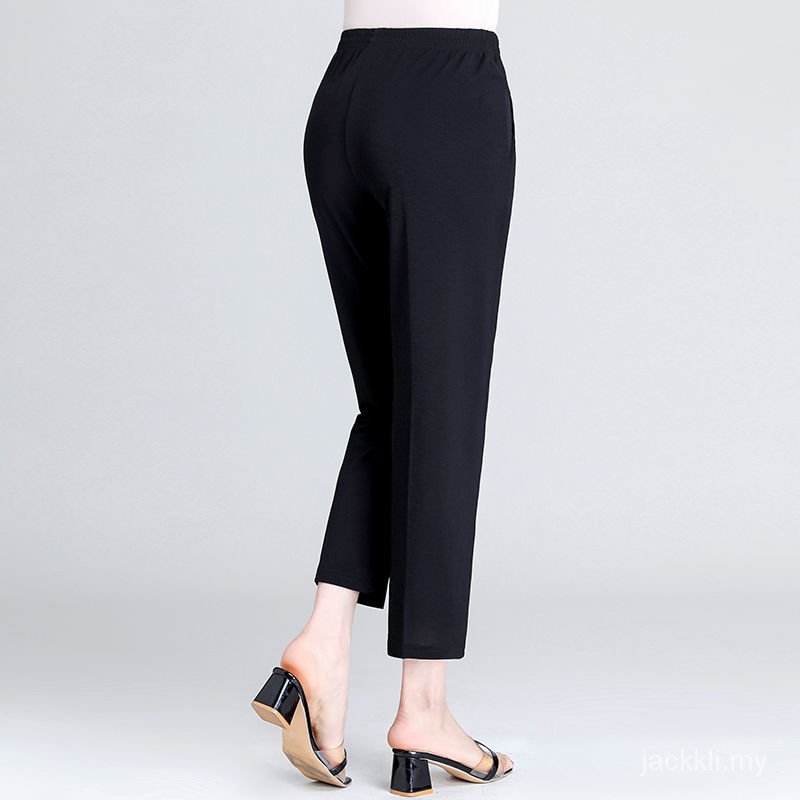 Quần Lụa Lạnh Mỏng Ống Suông Rộng Lưng Cao Co Giãn Thời Trang Mùa Hè Cho Phụ Nữ Trung Niên | BigBuy360 - bigbuy360.vn