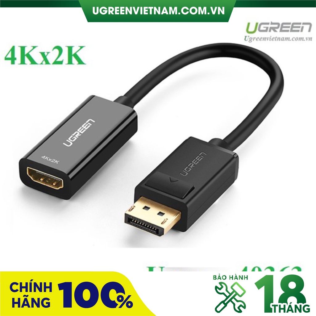 Cáp chuyển đổi Displayport to HDMI hỗ trợ 4Kx2K chính hãng Ugreen 40363 cao cấp