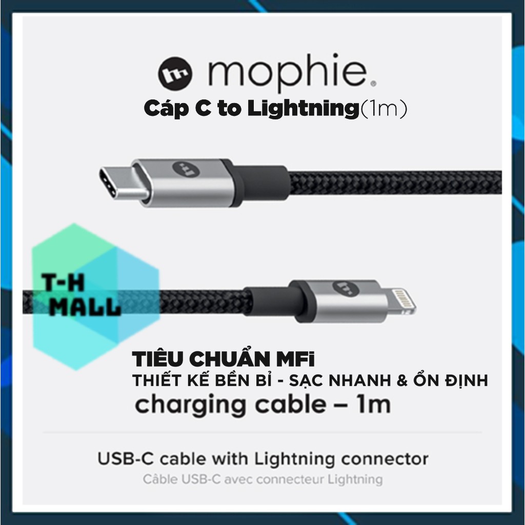 [CHUẨN MFI] Cáp USB-C To Lightning 1m Mophie Cho iPhone  Type C To Lightning