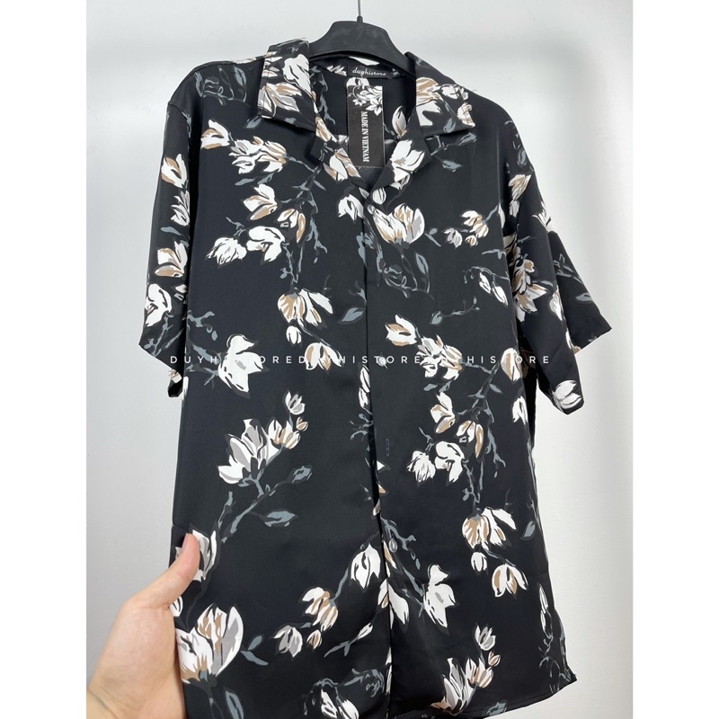 Áo sơ mi cộc tay unisex form rộng họa tiết Hoa Mới cho nam nữ | DUYHI